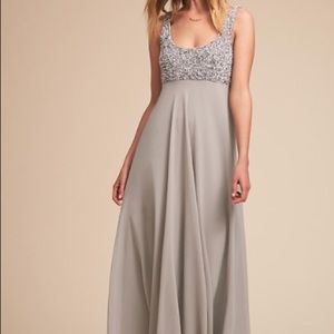 BHLDN Ellis Gray Beaded Dress Size: 10